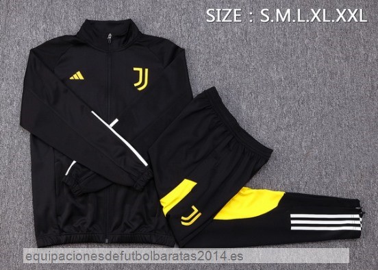 Nuevo Conjunto Completo Ropa Deportiva Con Cremallera Larga Niños Juventus 23/24 Negro Blanco Amarillo Baratas